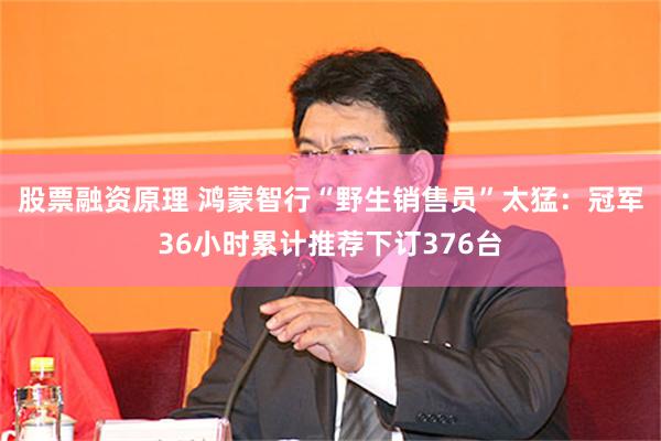 股票融资原理 鸿蒙智行“野生销售员”太猛：冠军36小时累计推荐下订376台