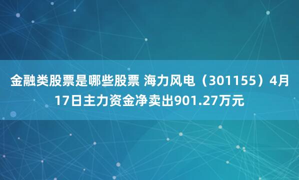 金融类股票是哪些股票 海力风电（301155）4月17日主力资金净卖出901.27万元