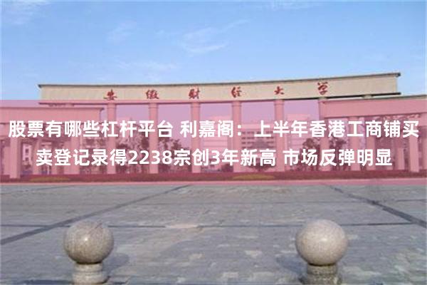 股票有哪些杠杆平台 利嘉阁：上半年香港工商铺买卖登记录得2238宗创3年新高 市场反弹明显